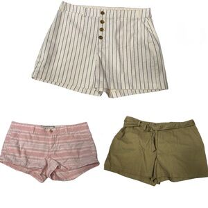 Lot of 3 Shorts Old Navy 14 Abercrombie low rise pink 29 Forever 21+ green 1X